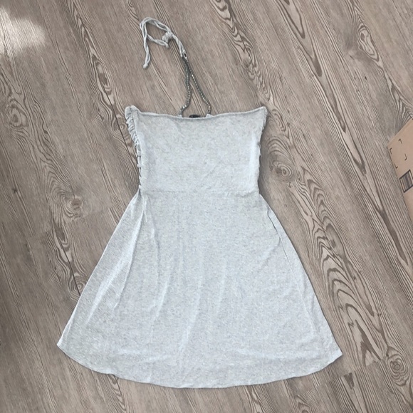 SKY Jeweled Halter Heather Gray Mini Dress, M - Picture 4 of 4